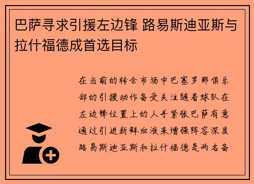 巴萨寻求引援左边锋 路易斯迪亚斯与拉什福德成首选目标
